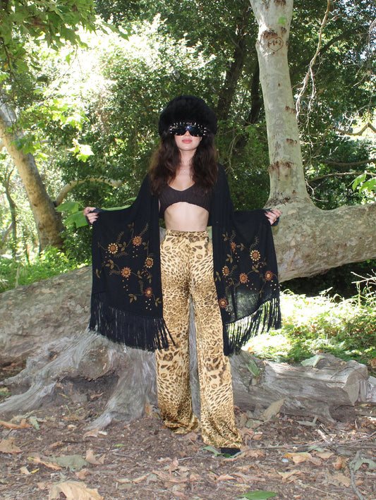 Silk Palazzo Pants - Leopard Print