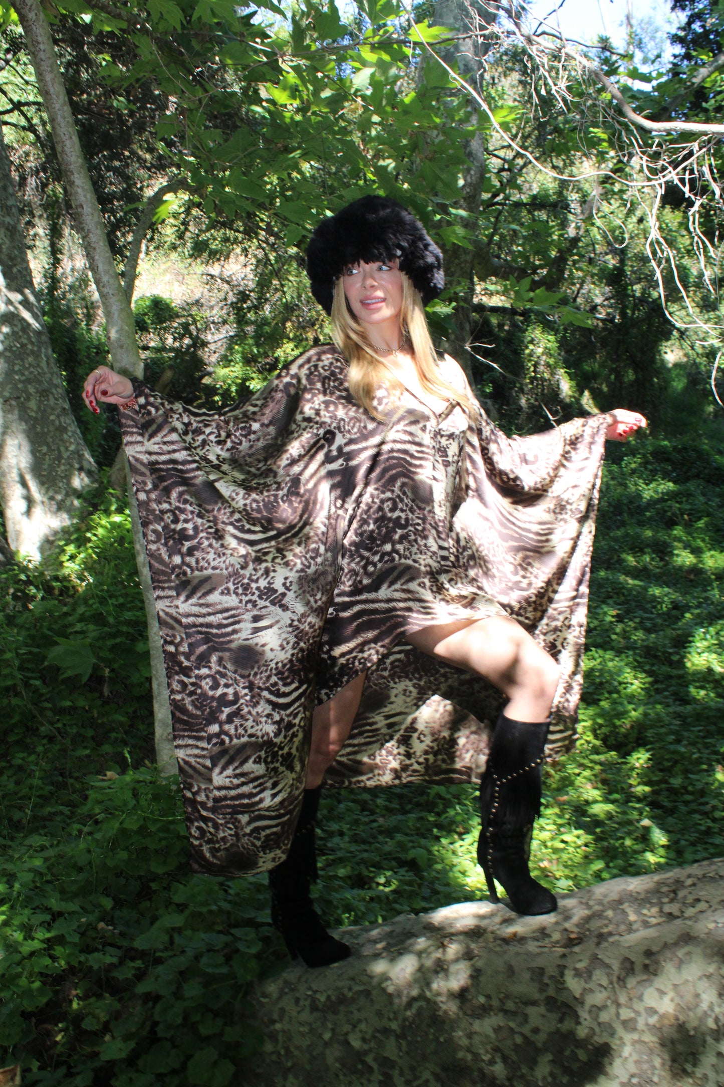 Silk Kaftan - Leopard Print