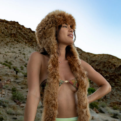 Alpaca Andean Fur Hat With Flaps - Beige